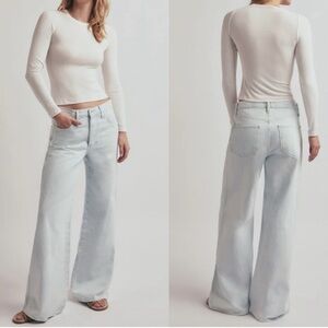 New Favorite Daughter Ollie Ultimate Baggy Wide Leg Jeans Blue Bird Light Sz 30